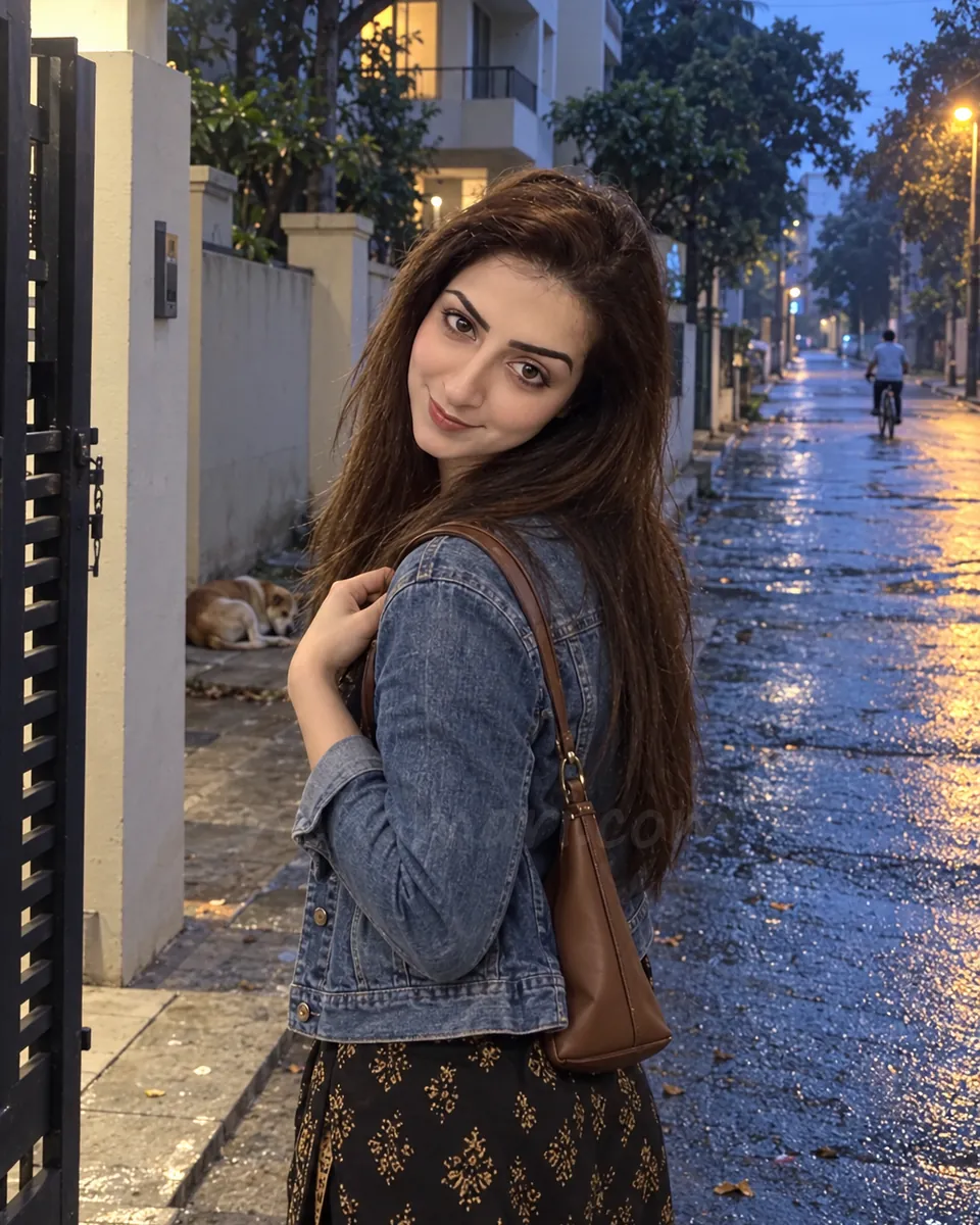 Ruhi walking out of a Bangalore apartment compound at 5:30 AM, the end of a one night stand booking